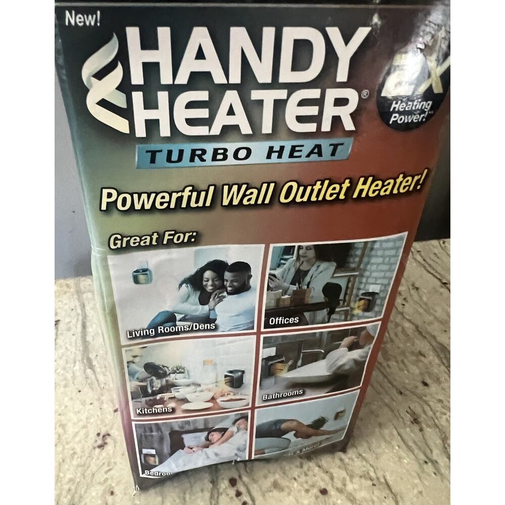 Handy Heater Turbo Heat Plug In Wall Outlet Space Heater 800W Digital Thermostat - Picture 2 of 6